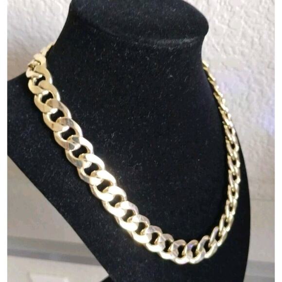 Vintage Estate CHUNKY Curb Link Chain Gold Tone 18-20" Adjustable Necklace HEAVY - Picture 4 of 9